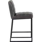 Spyros Counter Stool in Grey Leatherette on Black Stainless